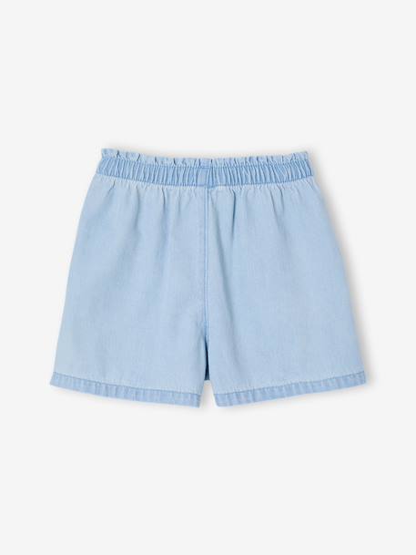 Lichtgewicht denim meisjesshort die gemakkelijk aan te trekken is gebleekt denim+stone - vertbaudet enfant 