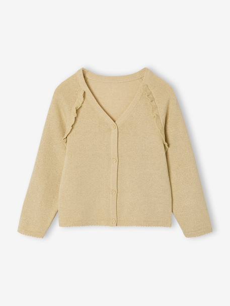 Meisjesvest met ruches ecru+goudbeige+groen - vertbaudet enfant 