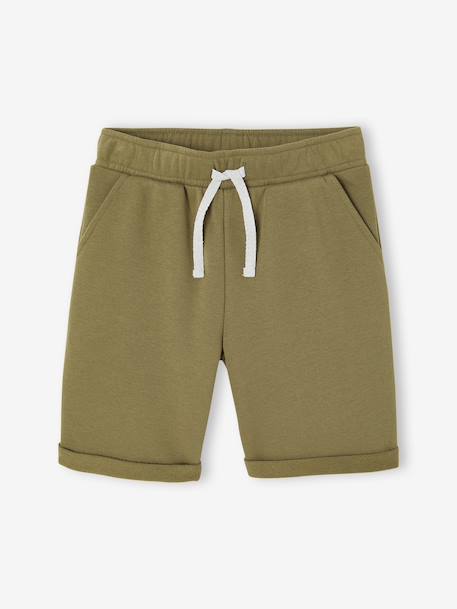 Jongensbermuda van molton chambrayblauw+Donkerblauw+kaki+pecannoot - vertbaudet enfant 