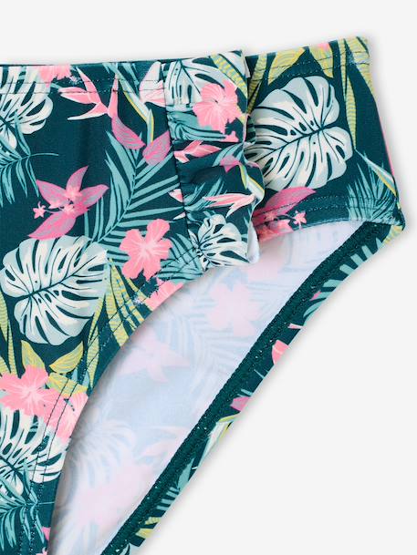 2-delig badpak voor meisjes met bloemenprint groen, bedrukt+lichtroze - vertbaudet enfant 