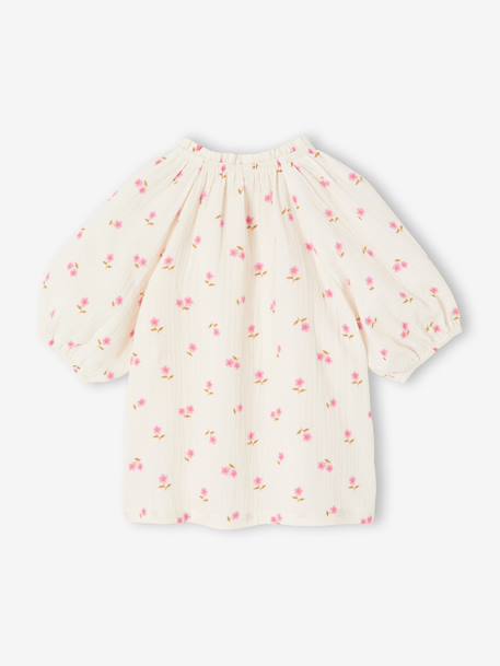 Blouse voor meisjes van katoengaas ecru+saliegroen+vanille - vertbaudet enfant 
