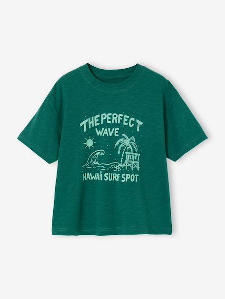 T-shirt voor jongens met print Engels groen+rood - vertbaudet enfant 