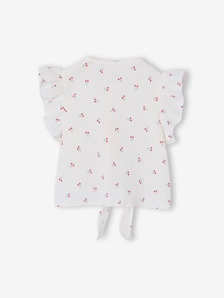 Blouse voor meisjes met mouwen met ruches vanille - vertbaudet enfant 