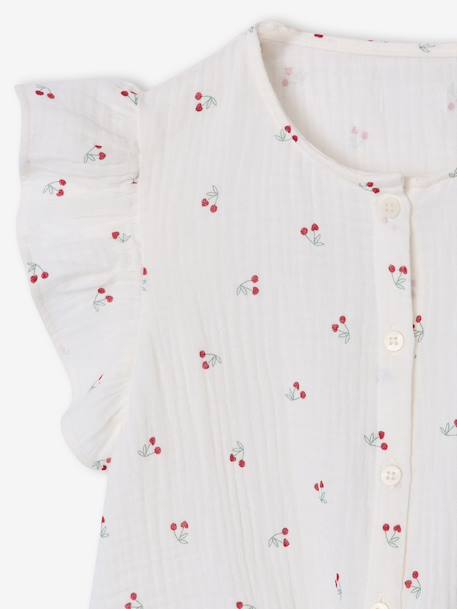 Blouse voor meisjes met mouwen met ruches vanille - vertbaudet enfant 