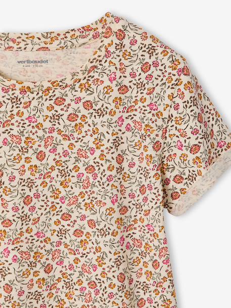 Meisjesjurk met print beige, bedrukt+groen, bedrukt+groengrijs+meerkleurig - vertbaudet enfant 