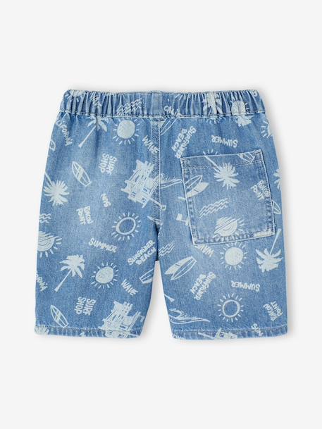 Denim jongensbermuda, gemakkelijk aan te trekken blauw, bedrukt+blauw, gestreept+denimgrijs+double stone+stone - vertbaudet enfant 