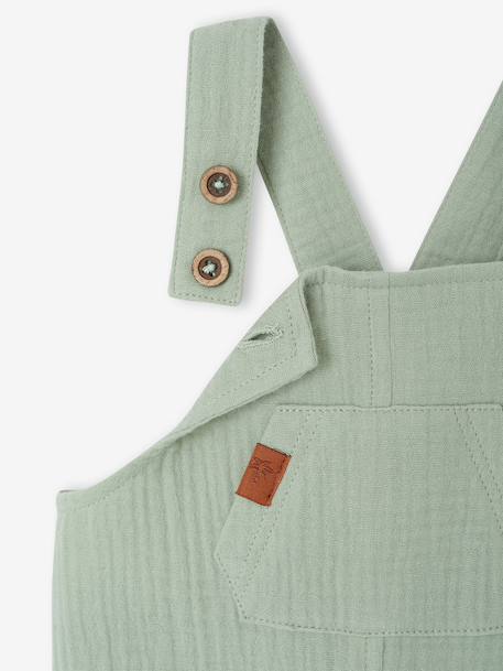 Newborn salopette van gevoerd hydrofiel katoen beige+blauwgroen+gebleekt denim - vertbaudet enfant 