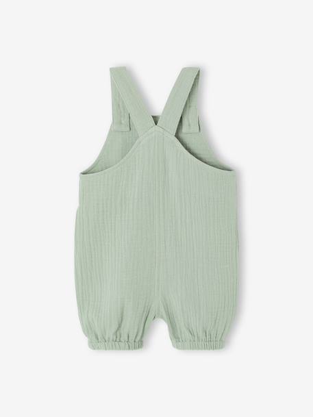 Newborn salopette van gevoerd hydrofiel katoen beige+blauwgroen+gebleekt denim - vertbaudet enfant 