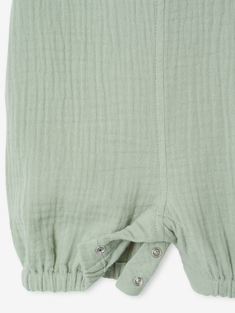 Newborn salopette van gevoerd hydrofiel katoen beige+blauwgroen+gebleekt denim - vertbaudet enfant 