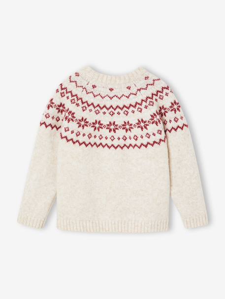 Jacquard trui gemengd kerst capsule familie ecru - vertbaudet enfant 