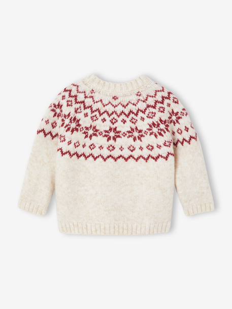 Jacquard trui baby kerst capsule familie ecru - vertbaudet enfant 