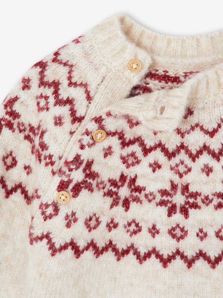 Jacquard trui baby kerst capsule familie ecru - vertbaudet enfant 