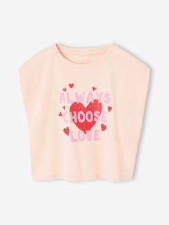 Meisje-T-shirt voor meisjes, cropped, korte mouwen met schoudervulling