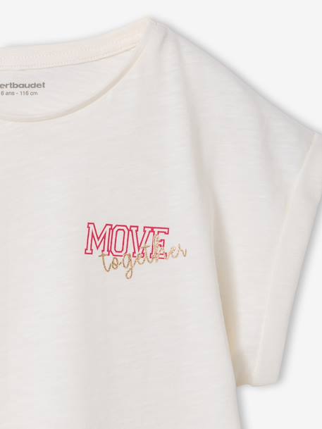 T-shirt meisjes sportkleding ecru+saliegroen - vertbaudet enfant 