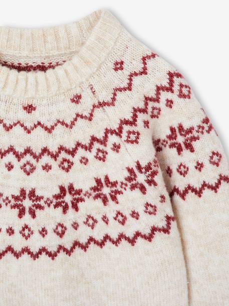 Jacquard trui gemengd kerst capsule familie ecru - vertbaudet enfant 