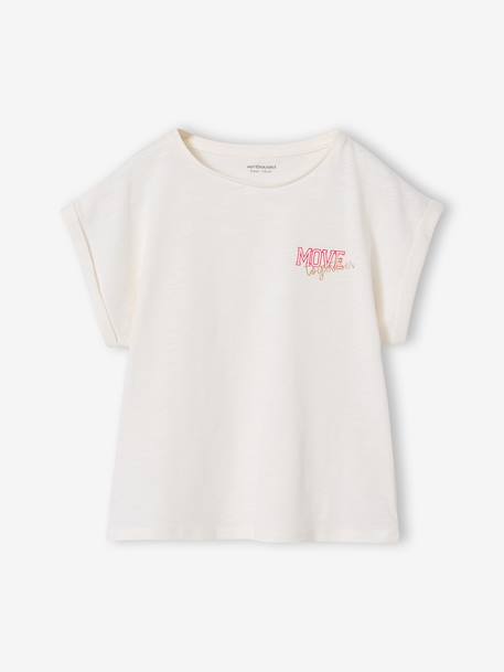 T-shirt meisjes sportkleding ecru+saliegroen - vertbaudet enfant 