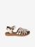 Kindersandalen van leer met klittenband, collectie kleuterschool ecru+goud - vertbaudet enfant 
