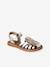 Kindersandalen van leer met klittenband, collectie kleuterschool ecru+goud - vertbaudet enfant 