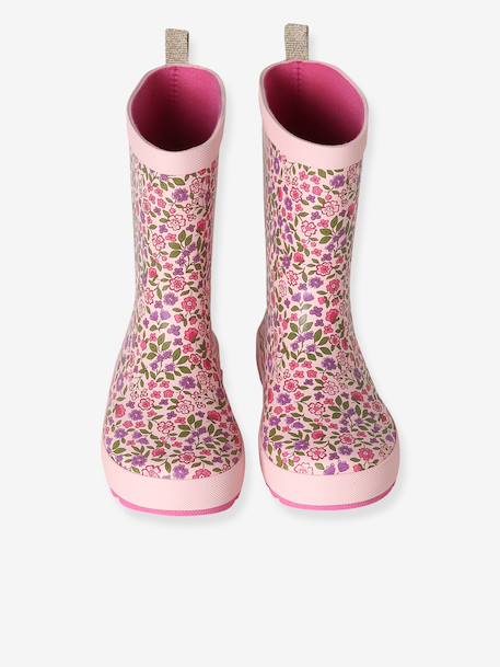 Rubberen regenlaarzen met print voor kinderen, kleutercollectie blauw, bedrukt+veel roze - vertbaudet enfant 
