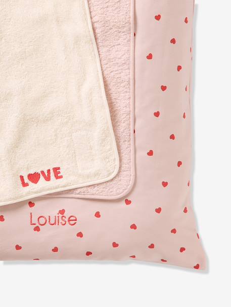 Luiermatras + 2 verschoonmatjes MON COEUR roze, bedrukt - vertbaudet enfant 