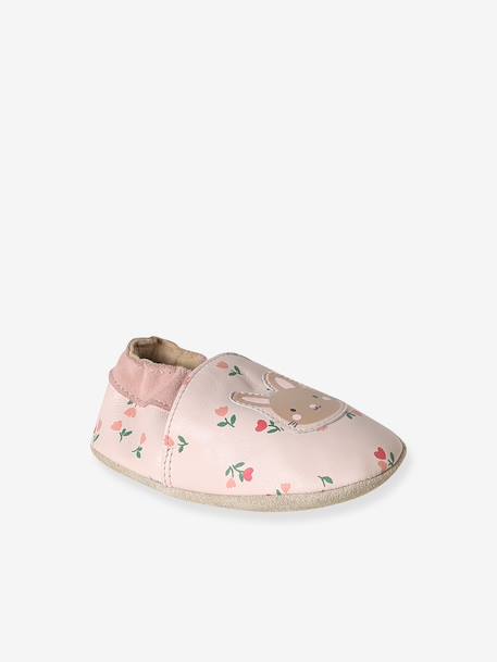 Elastische leren babyschoentjes in soepel leer goud+nachtblauw+oudroze+roze (poederkleur)+roze, bedrukt+veel roze+wit, bedrukt - vertbaudet enfant 