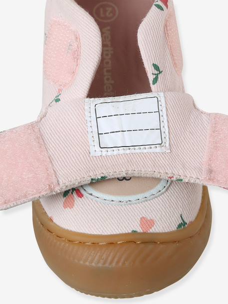 Stoffen sloffen met klittenband en print voor baby chambrayblauw+roze, bedrukt+wit, bedrukt - vertbaudet enfant 