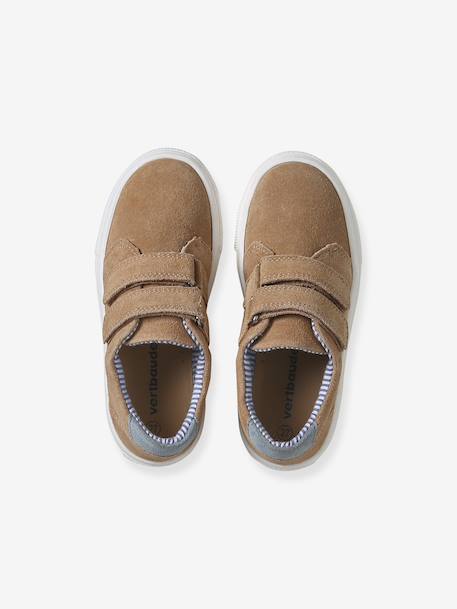 Leren derby's met klittenband voor jongens 6529+beige+marineblauw - vertbaudet enfant 