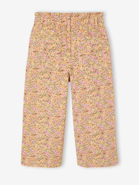 Wijde 'paperbag' meisjesbroek met luipaardprint beige+meerkleurig+vanille - vertbaudet enfant 