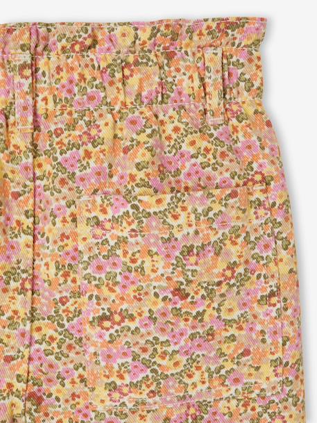 Wijde 'paperbag' meisjesbroek met luipaardprint beige+meerkleurig+vanille - vertbaudet enfant 