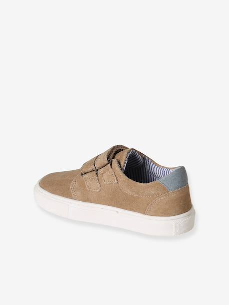 Leren derby's met klittenband voor jongens 6529+beige+marineblauw - vertbaudet enfant 