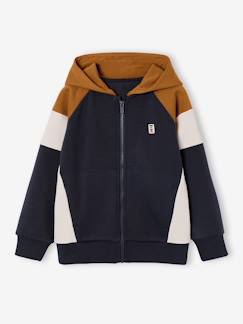 -Sweater met rits jongen met capuchon coloblock