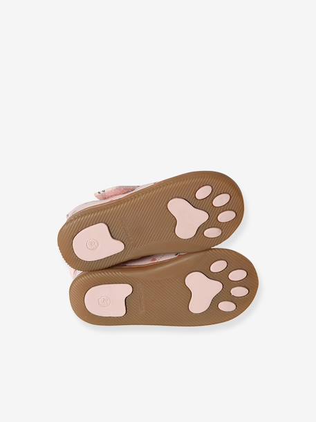 Stoffen sloffen met klittenband en print voor baby chambrayblauw+roze, bedrukt+wit, bedrukt - vertbaudet enfant 