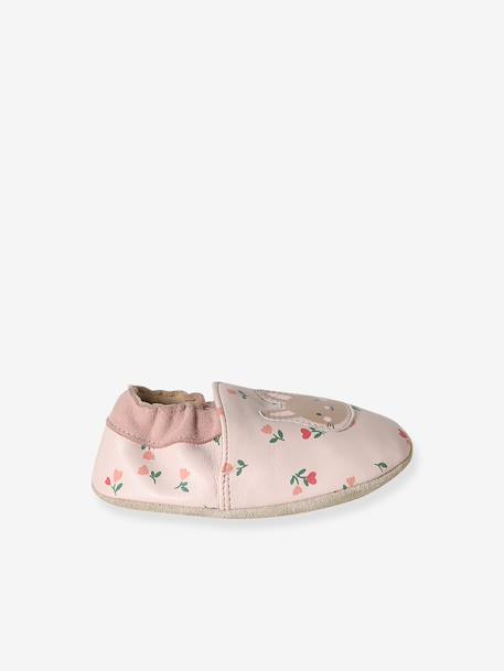 Elastische leren babyschoentjes in soepel leer goud+nachtblauw+oudroze+roze (poederkleur)+roze, bedrukt+veel roze+wit, bedrukt - vertbaudet enfant 