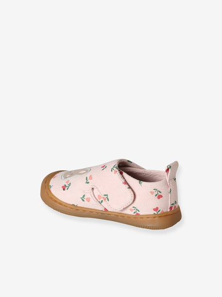 Stoffen sloffen met klittenband en print voor baby chambrayblauw+roze, bedrukt+wit, bedrukt - vertbaudet enfant 
