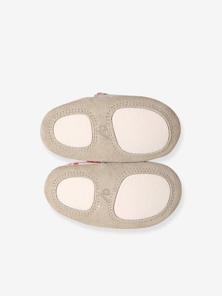 Elastische leren babyschoentjes in soepel leer goud+nachtblauw+oudroze+roze (poederkleur)+roze, bedrukt+veel roze+wit, bedrukt - vertbaudet enfant 