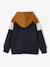 Sweater met rits jongen met capuchon coloblock bordeauxrood+gemêleerd grijs+groen+middenblauw+okergeel - vertbaudet enfant 