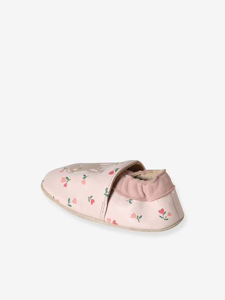 Elastische leren babyschoentjes in soepel leer goud+nachtblauw+oudroze+roze (poederkleur)+roze, bedrukt+veel roze+wit, bedrukt - vertbaudet enfant 