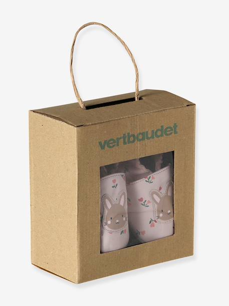 Elastische leren babyschoentjes in soepel leer goud+nachtblauw+oudroze+roze (poederkleur)+roze, bedrukt+veel roze+wit, bedrukt - vertbaudet enfant 
