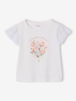 Meisje-T-shirt, souspull-T-shirt met korte mouwen met bloemenprint