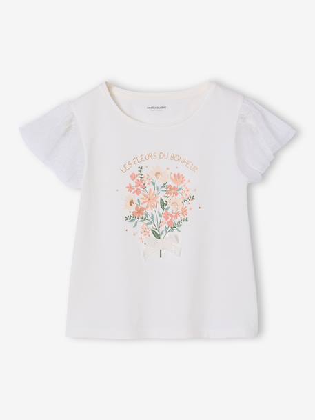 T-shirt met korte mouwen met bloemenprint wit - vertbaudet enfant 