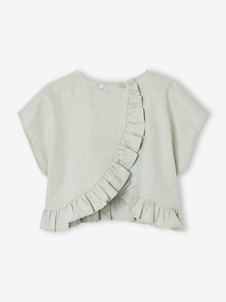 Linnen blouse voor meisjes saliegroen - vertbaudet enfant 