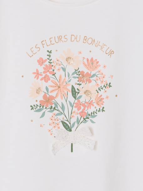T-shirt met korte mouwen met bloemenprint wit - vertbaudet enfant 