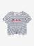T-shirt voor meisjes met een sierlijke strikdetail blauw, gestreept+ecru+rood - vertbaudet enfant 