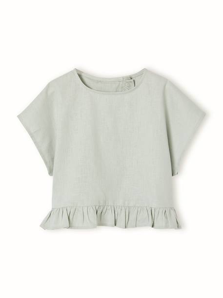 Linnen blouse voor meisjes saliegroen - vertbaudet enfant 