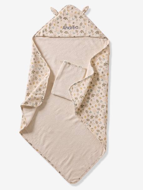 Badcape van katoengaas om te personaliseren + washandje BAYOU meerkleurig - vertbaudet enfant 