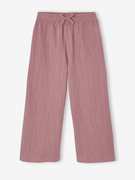 Wijde legging met golvend effect voor meisjes koraal+saliegroen+wit, bedrukt+zachtpaars - vertbaudet enfant 