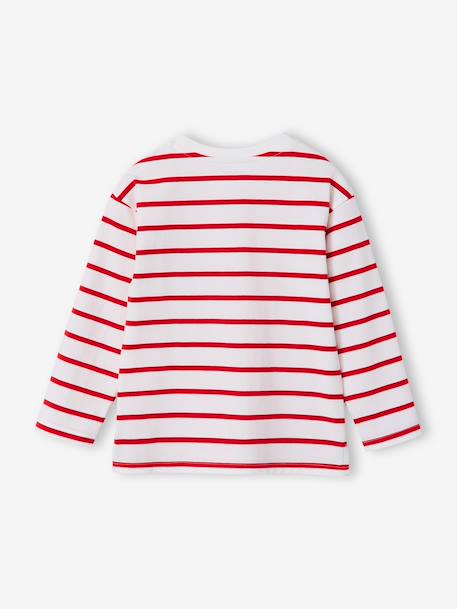 Aanpasbaar jongensshirt met strepen blauwgroen+ecru+rood - vertbaudet enfant 
