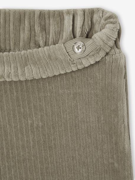 Wijde, fluwelen broek voor meisjes antraciet+bruin+chocoladebruin+ecru+grijsblauw+kaki+pruim+rozen+zachtpaars - vertbaudet enfant 