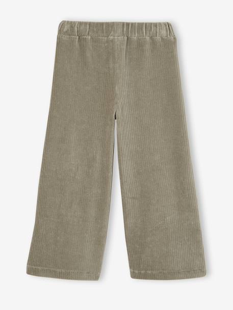 Wijde, fluwelen broek voor meisjes antraciet+bruin+chocoladebruin+ecru+grijsblauw+kaki+pruim+rozen+zachtpaars - vertbaudet enfant 