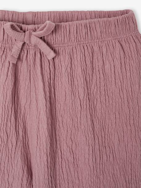 Wijde legging met golvend effect voor meisjes koraal+saliegroen+wit, bedrukt+zachtpaars - vertbaudet enfant 